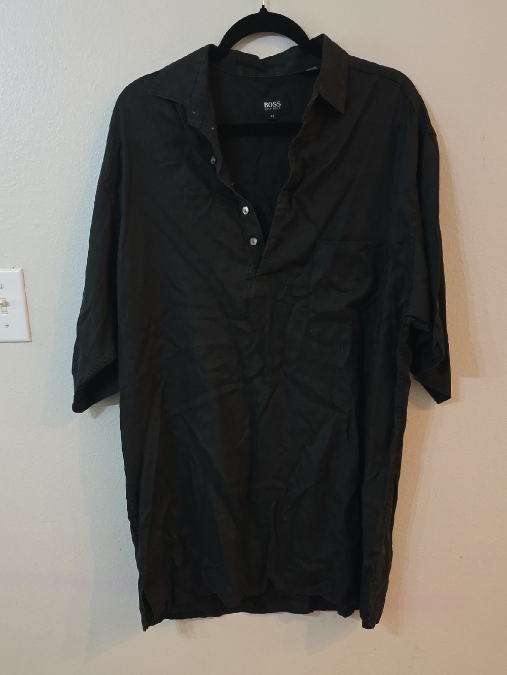 BOSS Black Men's Short-Sleeve Half Button Shirt
